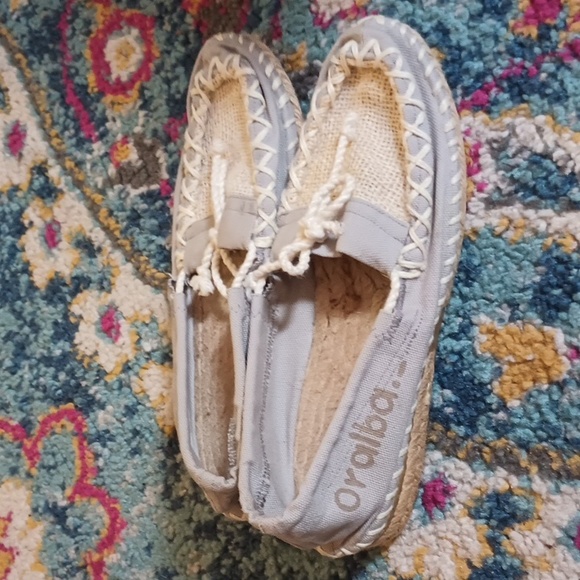 Oralba Etsy Burlap Canvas Espadrille Boat Shoes Gray NWOT 37 7 - Picture 3 of 5
